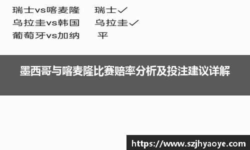 墨西哥与喀麦隆比赛赔率分析及投注建议详解